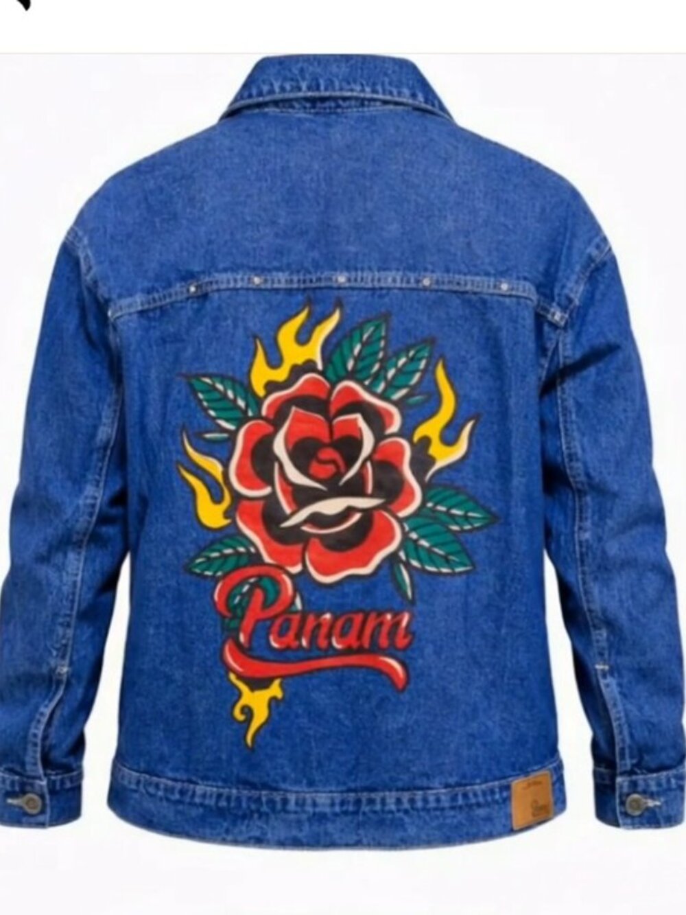 Denim Jacket Panam Rose Painting Desing
